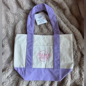 Trader Joe's Pastel Purple and Cream Tote Bag